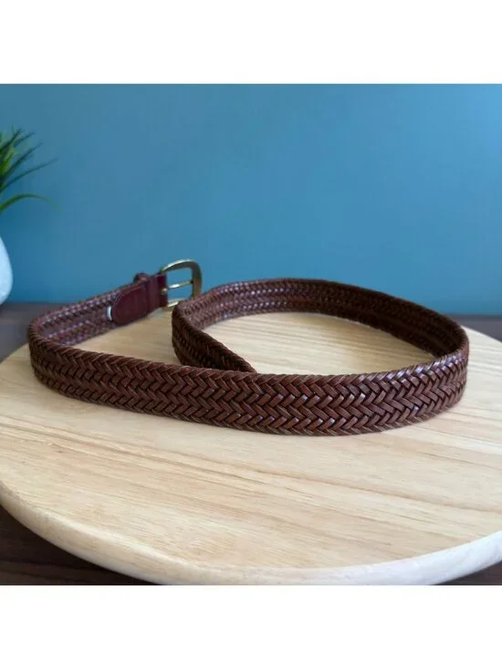Polo Ralph Lauren Womens Braided Leather Belt With Brass Buckle Size 32 - Picture 14 of 16